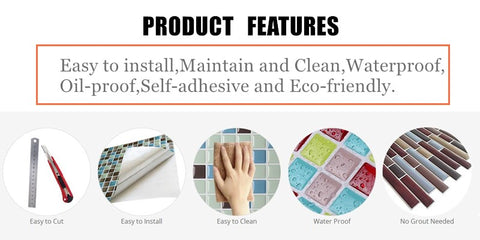 Image of Adhesive Tile Backsplash Wall Sticker