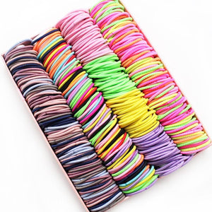 100PCS Girls Candy Colors Nylon Rubber Bands