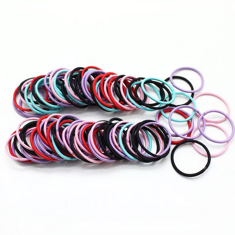 Image of 100PCS Girls Candy Colors Nylon Rubber Bands