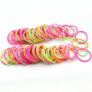 100PCS Girls Candy Colors Nylon Rubber Bands