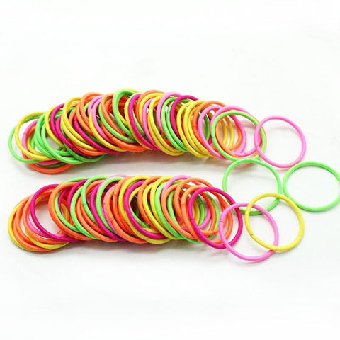 Image of 100PCS Girls Candy Colors Nylon Rubber Bands