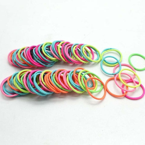 Image of 100PCS Girls Candy Colors Nylon Rubber Bands