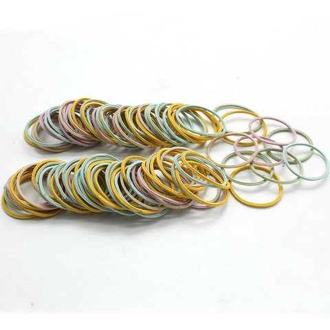 Image of 100PCS Girls Candy Colors Nylon Rubber Bands