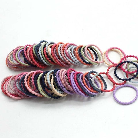 Image of 100PCS Girls Candy Colors Nylon Rubber Bands