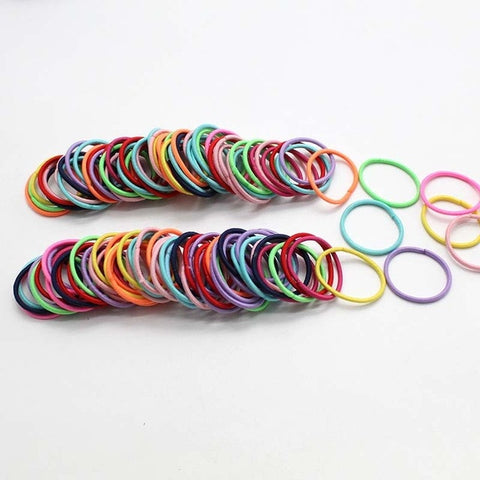 Image of 100PCS Girls Candy Colors Nylon Rubber Bands